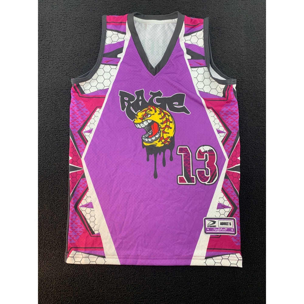 Rage Softball Jersey‎ Adult S Purple 13 Shah Custom Athletic Top